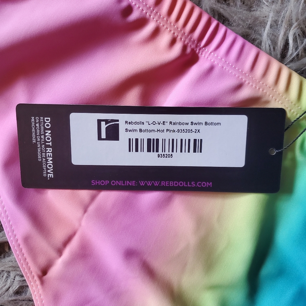 🦄 🎊HP🎉 REBDOLLS High Waisted Rainbow Bikini Bottoms - Picture 6 of 8